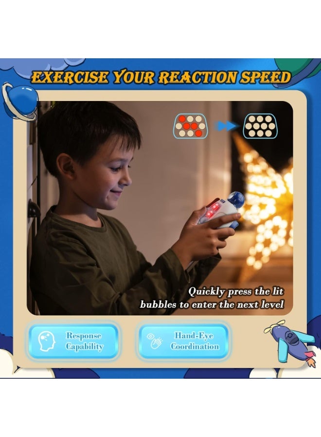 Fast Push Game, Handheld Game Console Fidget Toys Bubble Kids Game, Light up Push Game Kids Toys for Ages 3-12, Handheld Puzzle Game for Kids Gift for Boys Girls (Blue Astronaut)  - Image 4