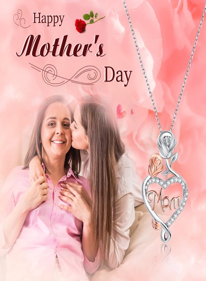 DESIMTION Gifts for Mom,Rose Heart Infinity Mom Necklaces for Women, Birthday Mothers Day Jewelry Gifts for Mom from Daughter Son, Gold Plated, Cubic Zirconia - Image 3