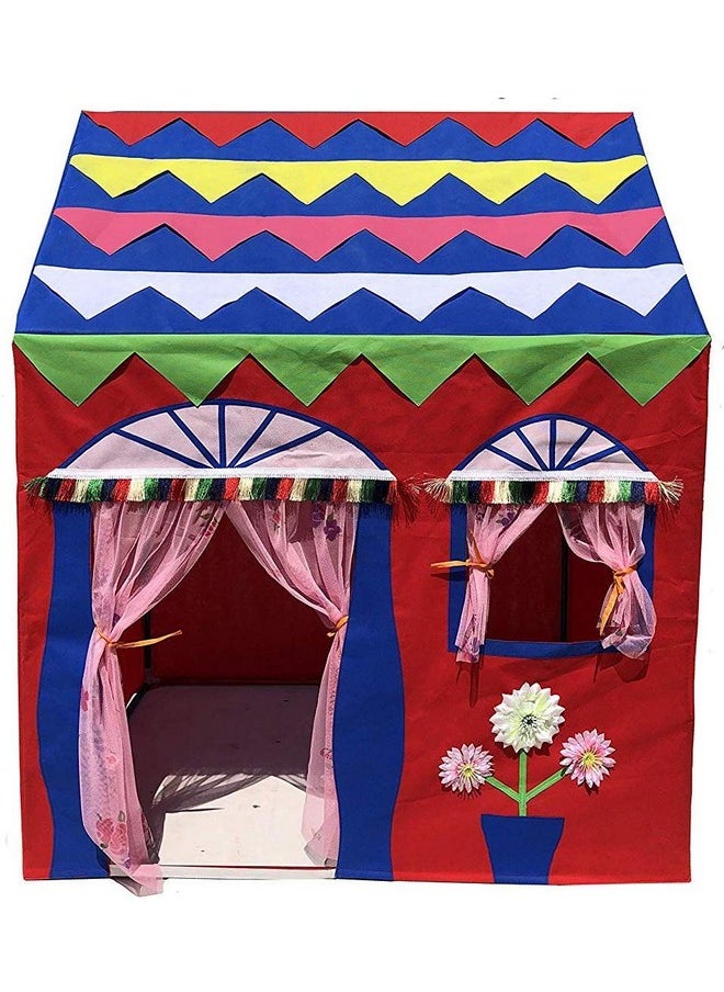 HomeCute Homecute Hut Type Play Tent House for Kids Toys for 2-12 Years Old Boys & Girls, Jumbo Size Play Tent House for Boys and Girls (Red-Blue)  - Image 1