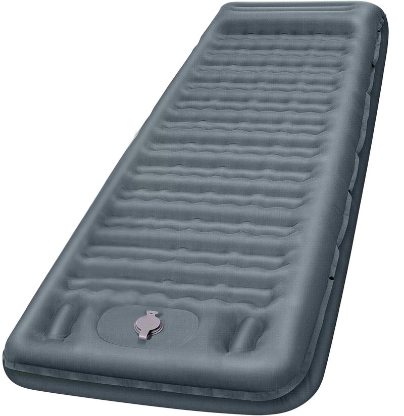FNARMW Camping Sleeping Pad, Extra Thick 5 Inch Camping Mat with Pillow Built-in Foot Pump Inflatable Sleeping Pads Compact for Camping Backpacking Hiking Traveling Tentï¼ˆGrayï¼‰ - Image 1
