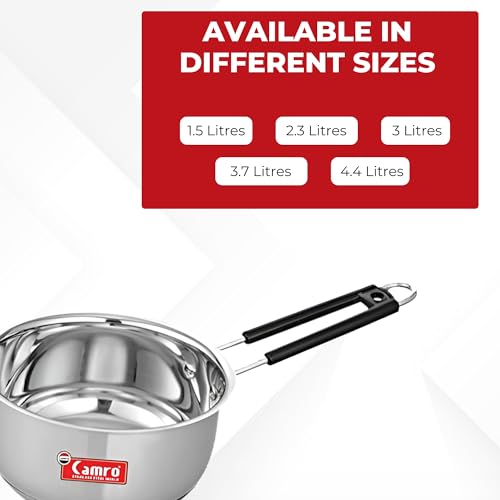Camro Sauce Pan for Tea 1.1 Liters | Saucepan Induction Base | Sauce Pan Stainless Steel | Induction Bottom | Gas Stove Compatible | Tea, Milk Boiler with Handle - Image 3