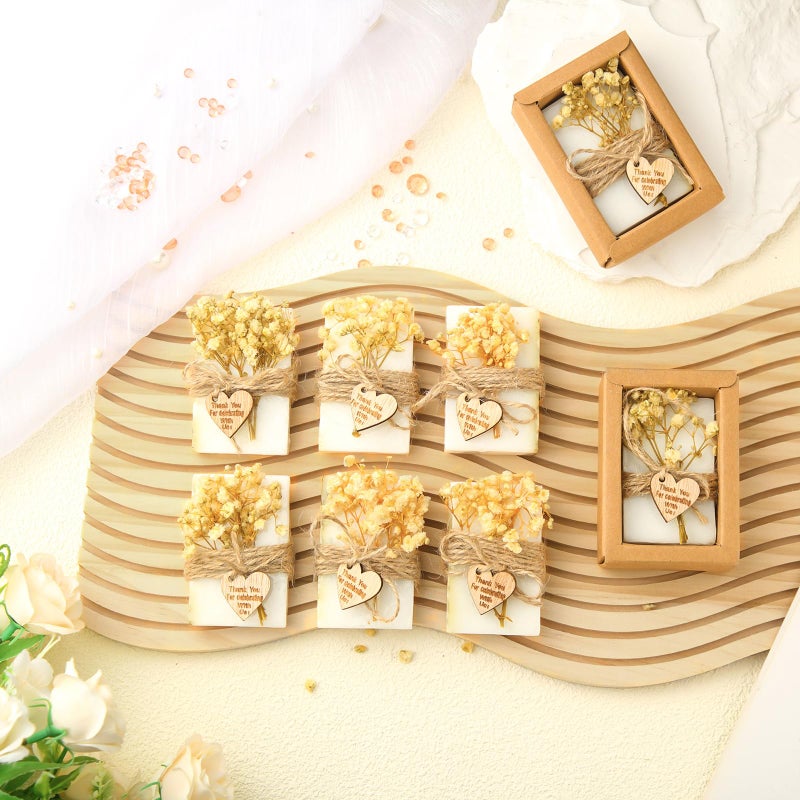 Demissle 30 Pcs Mini Scented Soap Party Favor Gifts Baby Shower Favors Handmade Flower Soap Party Favors Gift for Guests with Thank You Tag for Bridal Wedding Gender Reveal Engagement Souvenirs(White) - Image 5