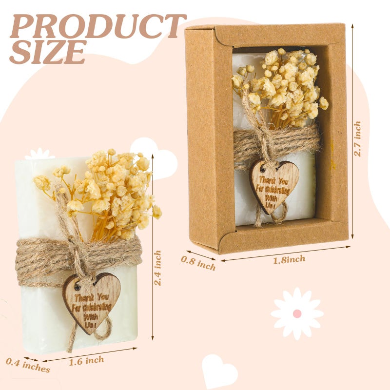 Demissle 30 Pcs Mini Scented Soap Party Favor Gifts Baby Shower Favors Handmade Flower Soap Party Favors Gift for Guests with Thank You Tag for Bridal Wedding Gender Reveal Engagement Souvenirs(White) - Image 2