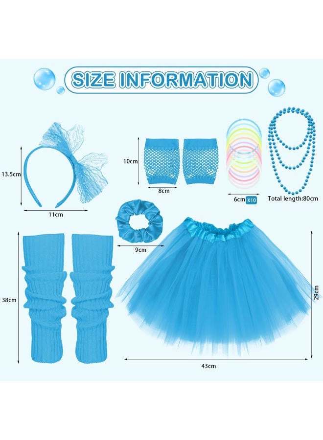 CICOCI 80s Costume Accessories Kids 80s outfits Set TUTU Skirt For Girls 80's Jelly Bracelets Leg Warmers Set - Image 2