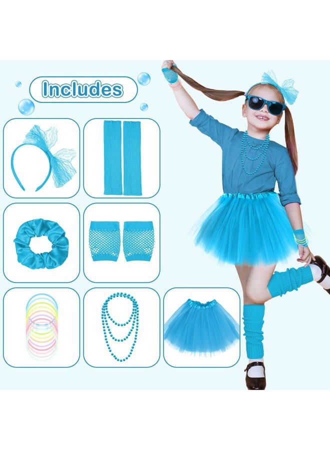 CICOCI 80s Costume Accessories Kids 80s outfits Set TUTU Skirt For Girls 80's Jelly Bracelets Leg Warmers Set - Image 4