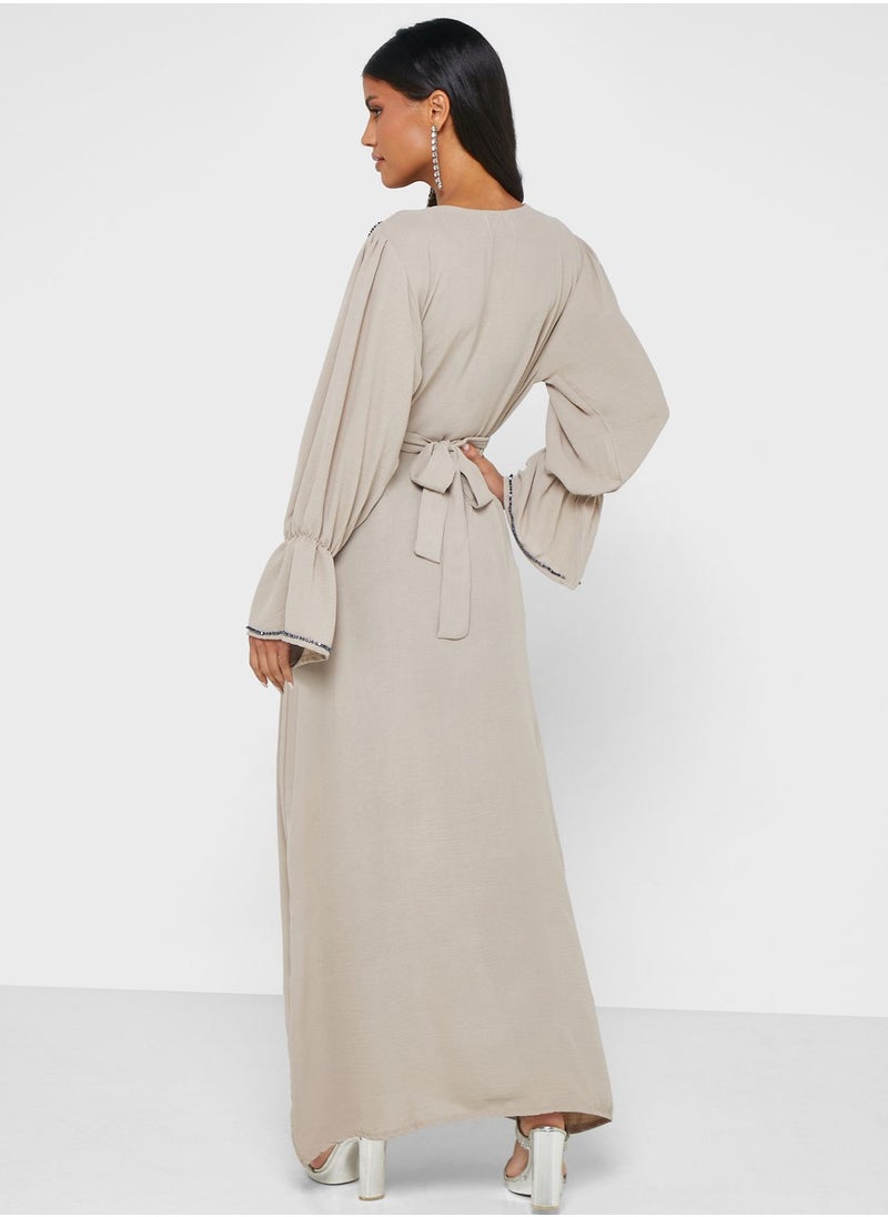 hayas closet - Embellished Belted Jalabiya - Image 1