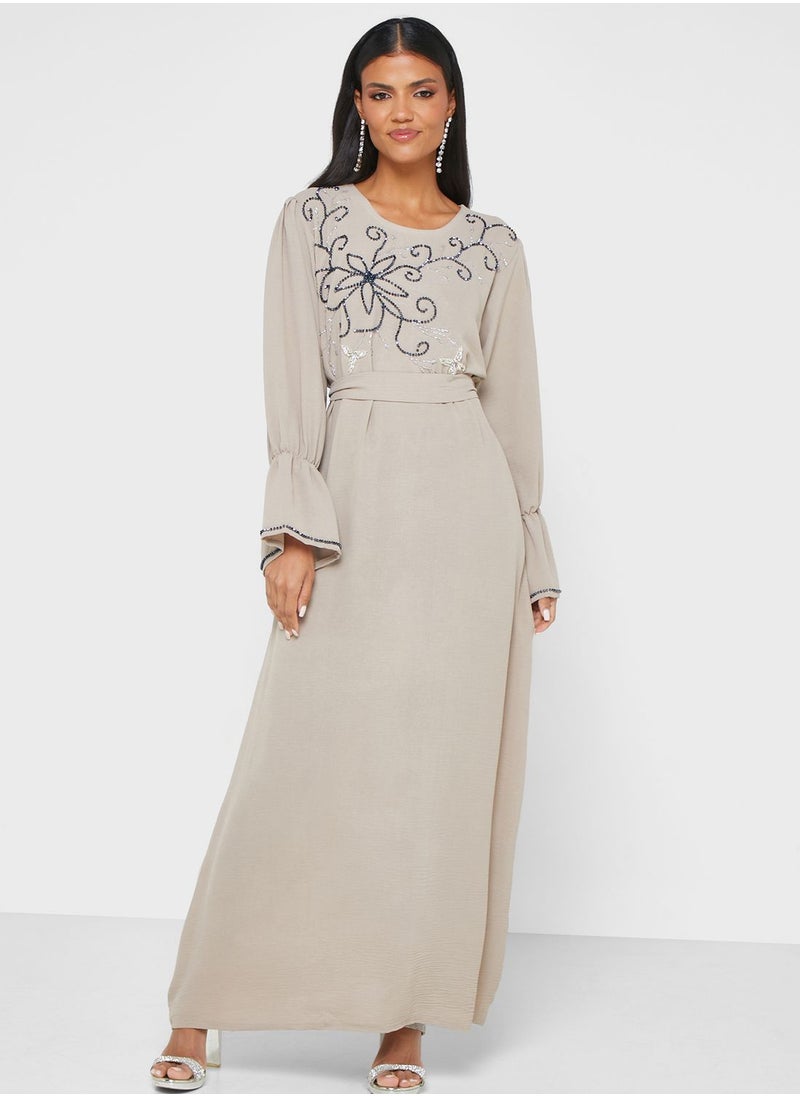 hayas closet - Embellished Belted Jalabiya - Image 1