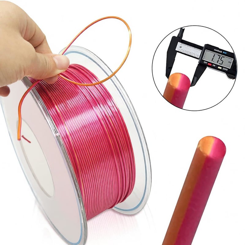YOUSU Silk PLA Filament for 3D Printer 1.75mm Dimensional Dual Color Filaments Accuracy +/- 0.03mm 3D Printing Material Spool Good Adhesion for Most FDM 3D Printers 1kg (2.2 lbs)  - Red/Gold - Image 5