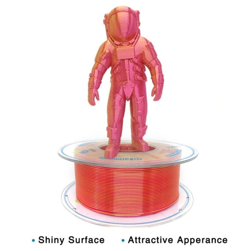 YOUSU Silk PLA Filament for 3D Printer 1.75mm Dimensional Dual Color Filaments Accuracy +/- 0.03mm 3D Printing Material Spool Good Adhesion for Most FDM 3D Printers 1kg (2.2 lbs)  - Red/Gold - Image 2