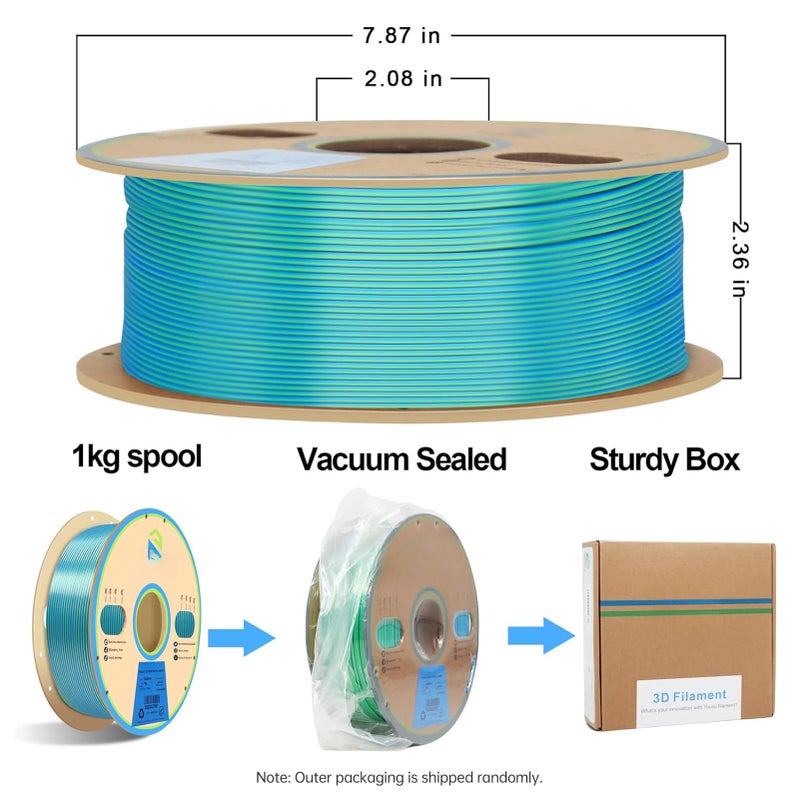 YOUSU Silk PLA Filament for 3D Printer 1.75mm Dimensional Dual Color Filaments Accuracy +/- 0.03mm 3D Printing Material Spool Good Adhesion for Most FDM 3D Printers 1kg (2.2 lbs)  - Red/Gold - Image 4
