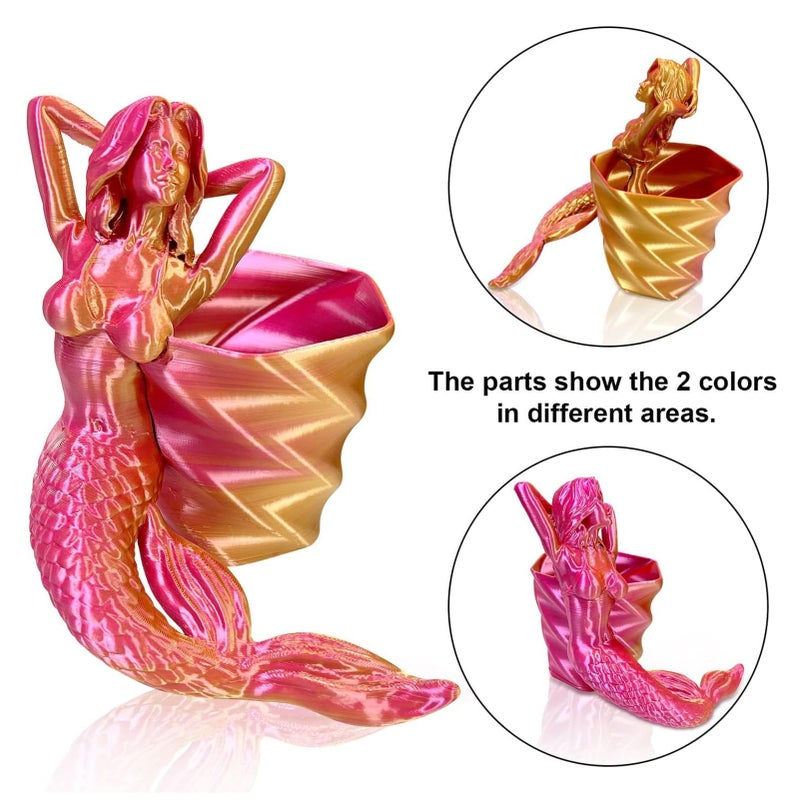 YOUSU Silk PLA Filament for 3D Printer 1.75mm Dimensional Dual Color Filaments Accuracy +/- 0.03mm 3D Printing Material Spool Good Adhesion for Most FDM 3D Printers 1kg (2.2 lbs)  - Red/Gold - Image 3