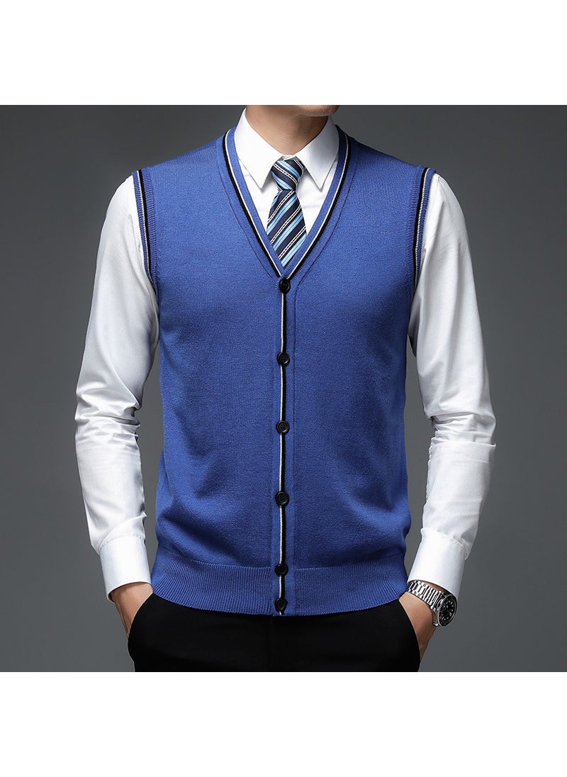 Generic - Mens Navy Wool Blend Sleeveless Vest B9061 sapphire blue - Image 1