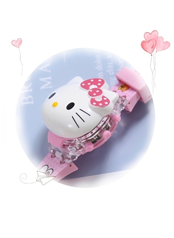 Hello Kitty Cartoon Children's Watch Children's Watch Toy with Light Effect Kids Electronic Watch with Music Flip-top Cartoon Watch for Kids - Image 3
