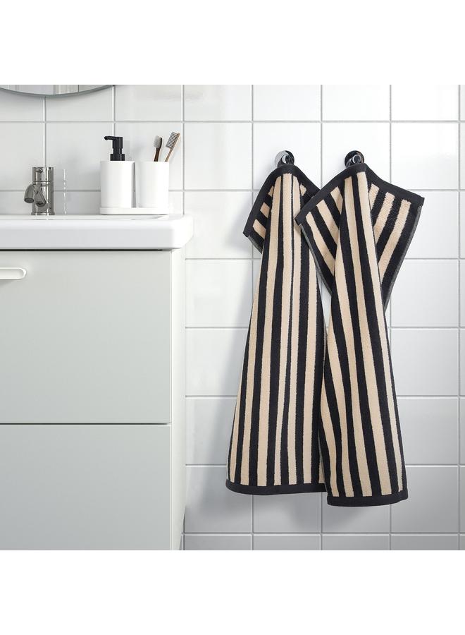 erorex Hand towel, black/light beige striped, 40x70 cm - Image 3