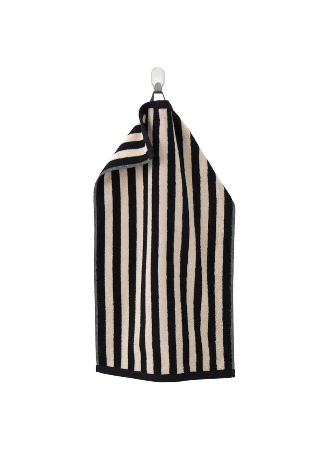 erorex Hand towel, black/light beige striped, 40x70 cm - Image 1