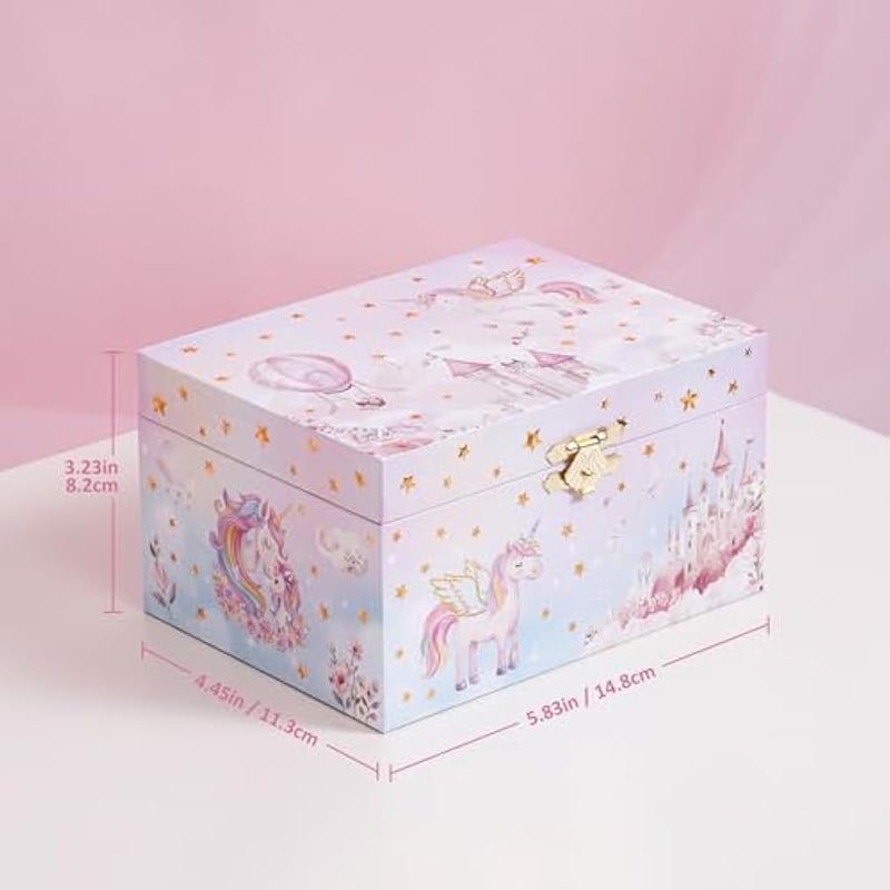ProCase Unicorn Jewelry Box for Girls, Kids Musical Jewelry Boxes with Spinning Unicorn Doll, Birthday Gifts for Little Girls Children Toddler Ages 3 4 5 6 7 8 -Pink (Box with Jewelry) - Image 3