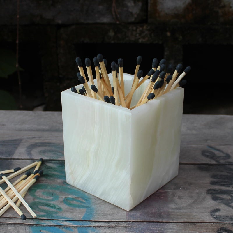 Natust Natural Light Green Onyx Toothbrush Holders for Bathroom Marble Makeup Brush Holder Countertop Organizer - Image 2