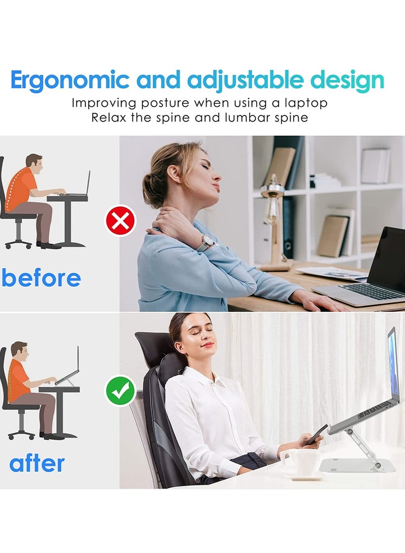 ELTRAZONE Laptop Stands,Multi-Angle Adjustable Laptop Holder Stand for Desk,Aluminum Ergonomic with Heat-Vent Portable Laptop Riser Holder Stand Compatible with MacBook Dell, HP, Lenovo More 10” to 17” Laptops - Image 3