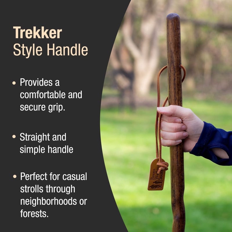 Brazos Handcrafted Wood Walking Stick, Twisted Oak, Trekker Style Handle, for Men & Women, Made in The USA, Brown, 55" - Image 3