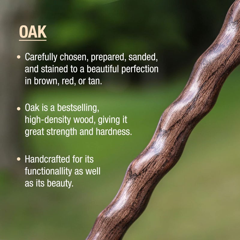 Brazos Handcrafted Wood Walking Stick, Twisted Oak, Trekker Style Handle, for Men & Women, Made in The USA, Brown, 55" - Image 2