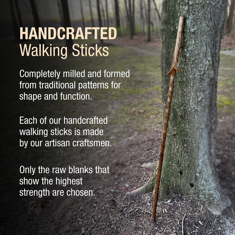 Brazos Handcrafted Wood Walking Stick, Twisted Oak, Trekker Style Handle, for Men & Women, Made in The USA, Brown, 55" - Image 5
