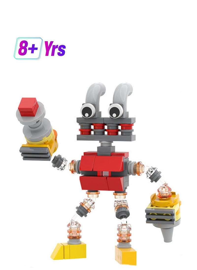 Red Robot 95pcs, Singing Monster Combination Educational Fun Collectible Activity Doll Set Building Block Toys, Gift For Boys And Girls  - Image 1