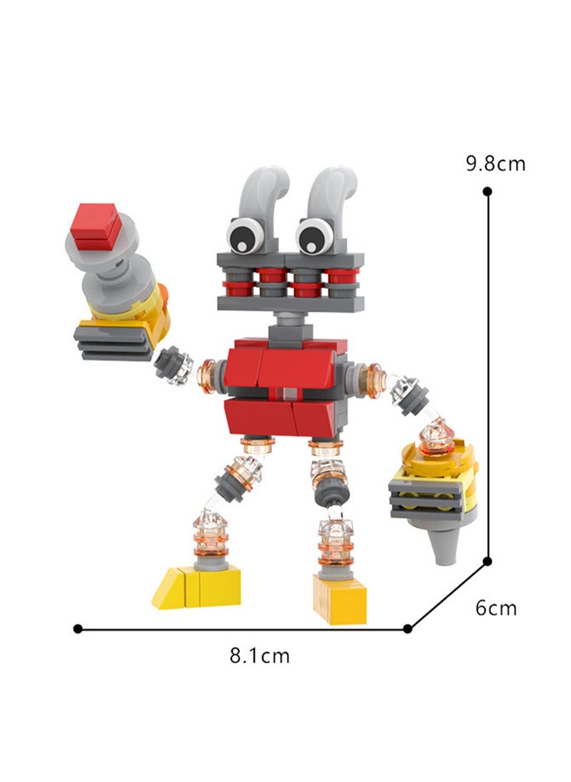 Red Robot 95pcs, Singing Monster Combination Educational Fun Collectible Activity Doll Set Building Block Toys, Gift For Boys And Girls  - Image 2