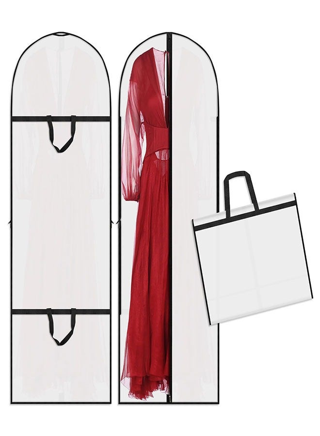 GoldenLike 70.8" Garment Bag 2 Pcs Garment Cover Bag Dustproof Clothes Cover Bags Wedding Dress Bag Cover Foldable Clothe Storage Bag Protector for Closet Storage Suit,Robe,Long Dress(60*180CM-WHT) - Image 1