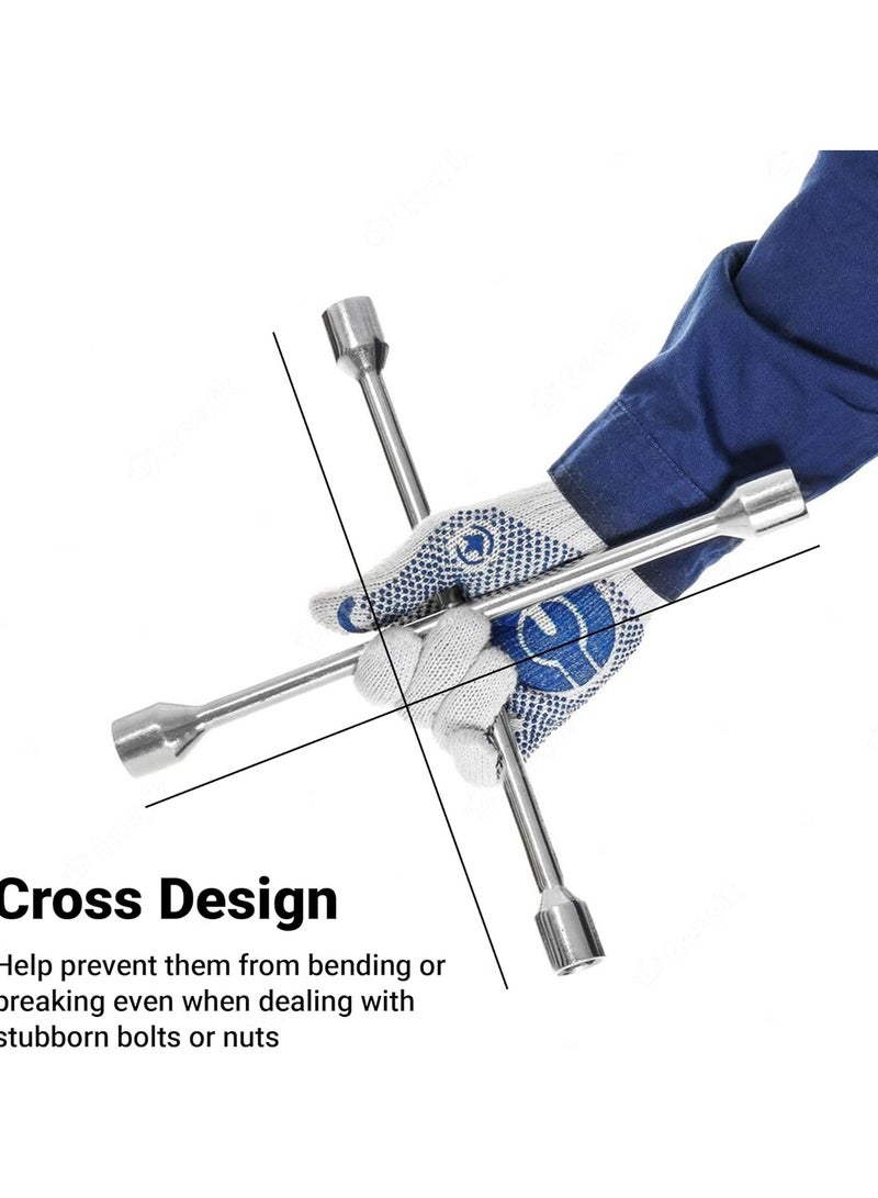 Universal 4-Way Heavy Duty Fixed Cross Wheel Nut Wrench – 17mm, 19mm, 21mm & 22mm Sockets | Tyre Wheel Brace for Car, Truck, Van Repairs - Image 5