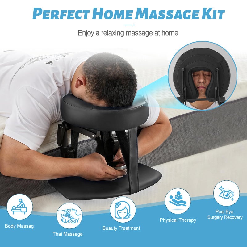 HoMove Massage Headrest for Bed with Arm Rest, Adjustable Massage Face Cradle at Home, Portable Bed Massage Head Holder, Massage Table Head Rest Kit for Salon, Face Down Pillow After Eye Surgery - Image 2
