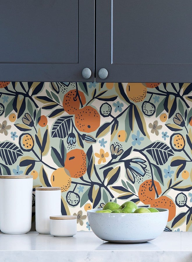 NuWallpaper x Pip & Lo Navy Clementine Garden Peel Stick Wallpaper, PLS4199 - Image 3