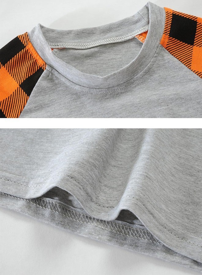CM-Kid Rainbow Thankful Vibes Turkey Tshirt for Girl Thanksgiving Clothes Cotton Shirt Tops Kids Girl Raglan Orange Buffalo Plaid Long Sleeve Clothes Orange 5T - Image 5