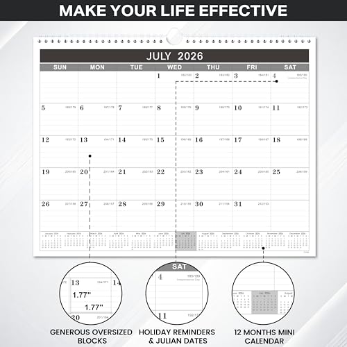 MaaIbok 2026-2027 Wall Calendar, Large Wall Calendar 2026-2027 from July 2026 to December 2027,15" x 11.5", 18 Months Calendar with Julian Date, Perfect for Office & School - Image 3