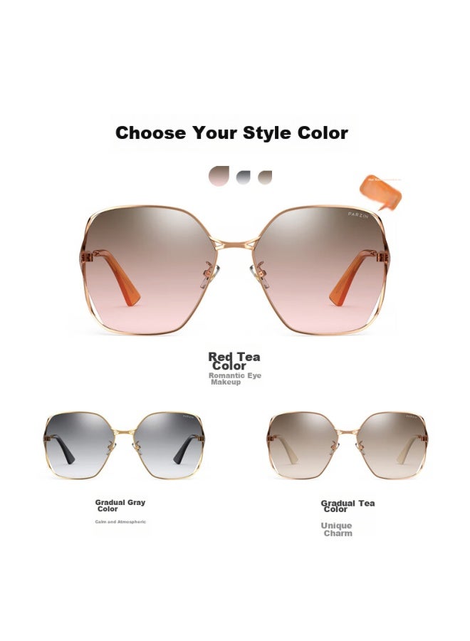 Parzin Sungl For Women, Fashionable Gradient Color Hollow Frame Light-colored Driving Sungl For Women 8303 - Image 2
