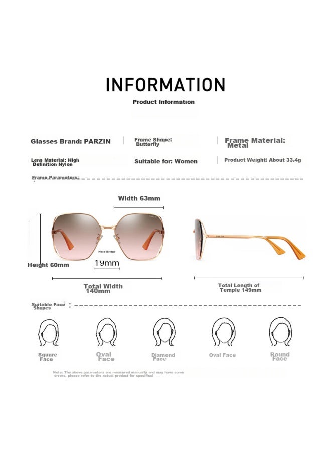 Parzin Sungl For Women, Fashionable Gradient Color Hollow Frame Light-colored Driving Sungl For Women 8303 - Image 1