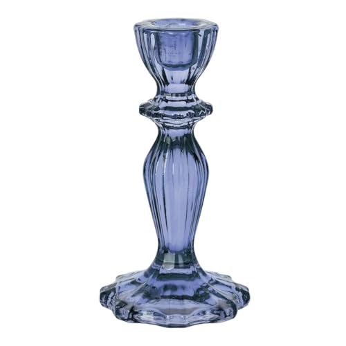 Talking Tables Navy Glass Candlestick Holder | Decorative Taper Candle Stand for Indoor or Outdoor Dining, Blue Home Décor, Elegant Dinner Party Decoration,One Size,Boho-NVYCNDLHOLD Large - Image 1
