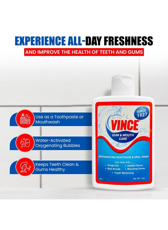 VINCE مسحوق العلكة والفم - معجون أسنان للاستخدام اليومي - فقاعات أكسجينية - رائحة فم كريهة - التهاب اللثة - لثة متهيجة أو نازفة - قرحة فموية - التهاب - جروح - تنظيف وانتعاش - 4 أونصات - Image 4