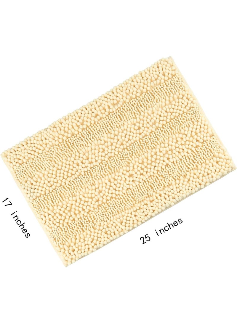 TYCOM Bathroom Rugs Bath Mat, 50x80cm, Non-Slip Fluffy Soft Plush Microfiber Shower Carpet Rug, Machine Washable Quick Dry Ultra Shaggy Bath Mats for Tub, Bathroom and Shower - Mixed Fiber Beige  - Image 2