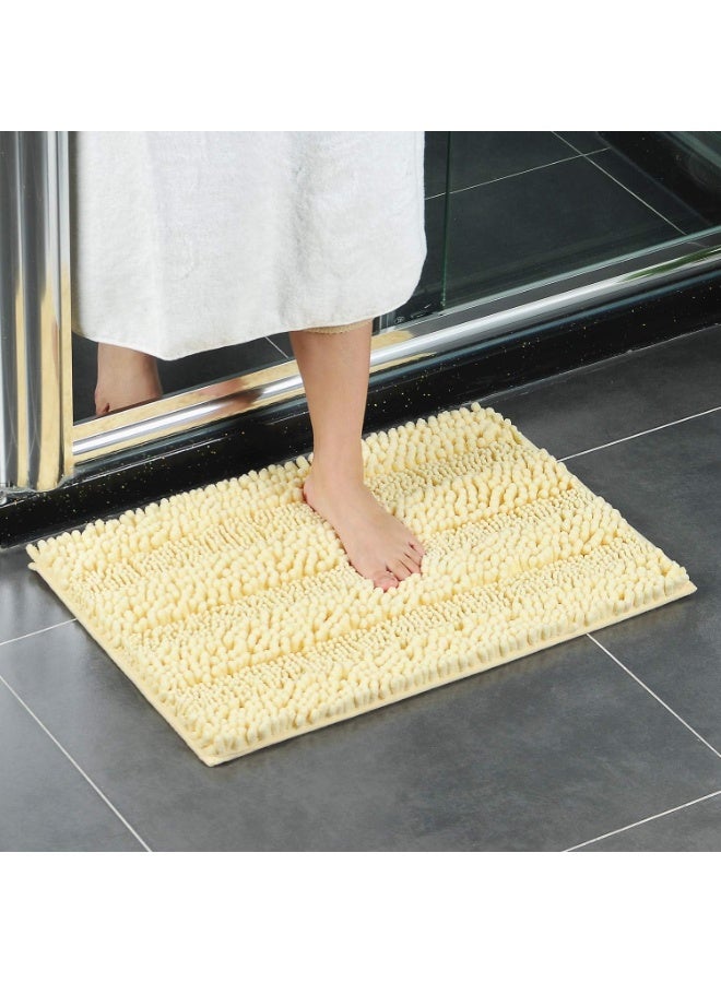TYCOM Bathroom Rugs Bath Mat, 50x80cm, Non-Slip Fluffy Soft Plush Microfiber Shower Carpet Rug, Machine Washable Quick Dry Ultra Shaggy Bath Mats for Tub, Bathroom and Shower - Mixed Fiber Beige  - Image 1