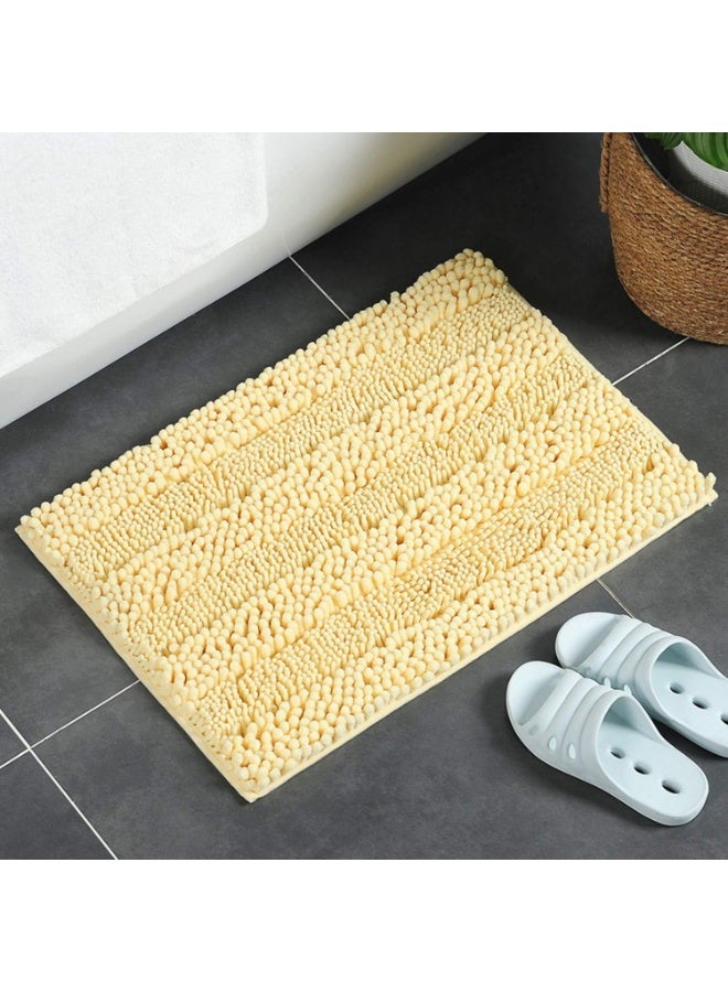 TYCOM Bathroom Rugs Bath Mat, 50x80cm, Non-Slip Fluffy Soft Plush Microfiber Shower Carpet Rug, Machine Washable Quick Dry Ultra Shaggy Bath Mats for Tub, Bathroom and Shower - Mixed Fiber Beige  - Image 3