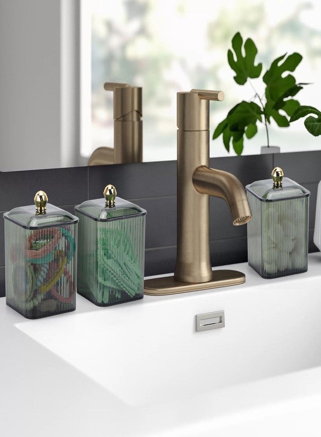 Tbestmax حامل أعواد القطن Tbestmax 3 عبوات موزع شفاف منظم حمام جرة حاوية لأعواد القطن/وسادة/كرة تخزين مستحضرات التجميل لزاوية التجميل (أخضر) - Image 5