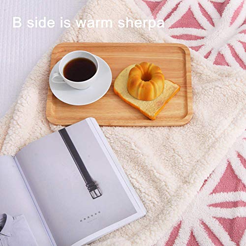 LOMAO Sherpa Fleece Blanket 71x80 Fuzzy Soft Throw Blanket Dual Sided Blanket for Couch Sofa Bed (Pink, 71''x80'') - Image 4
