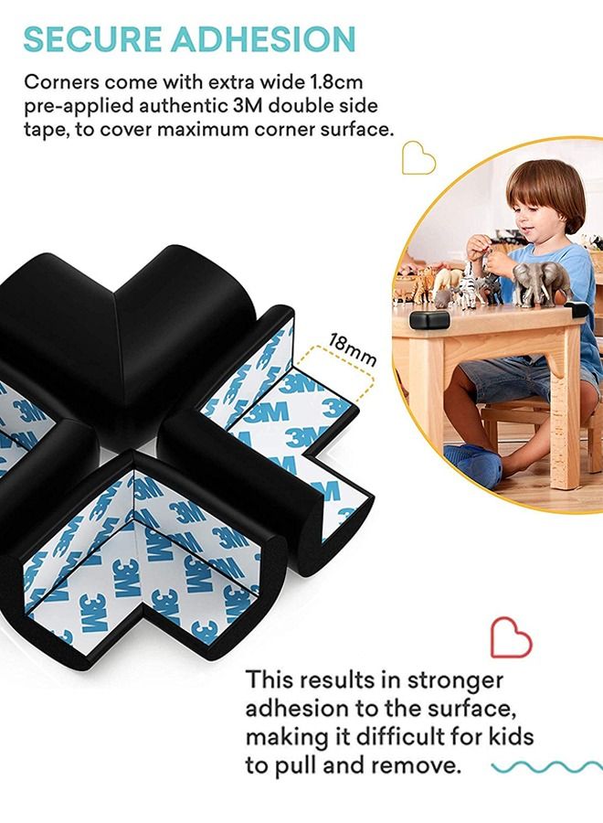 Baby Safety Corner Protector Pack of 10 Pcs Table Corner Guards  Baby Proofing Corner Guards 3M Pre Taped Corner Protectors Child Safety Edge Guards Black Pack of 10