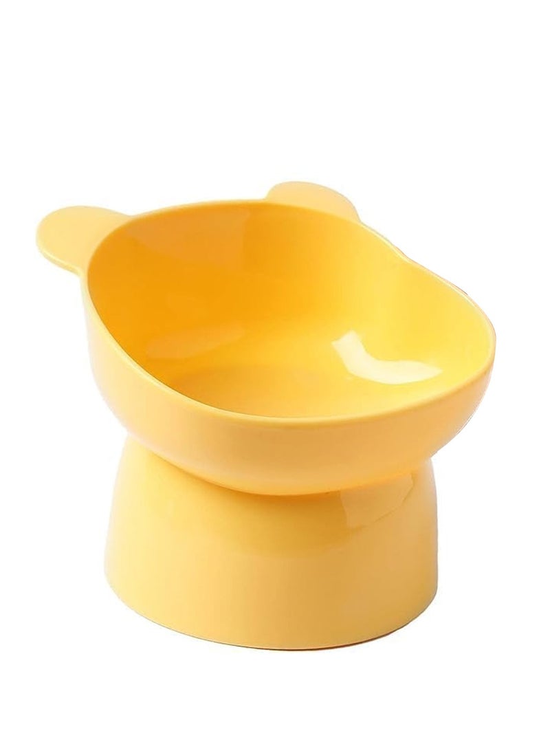Bear Cat Food Bowl Tilted Elevated Cat Bowls Cute Cat Anti Vomit Food Bowl Neck Guard Cat Feeder 15 Degree Raised Anti Tip Pet Bowl for Water and Protecting Spine