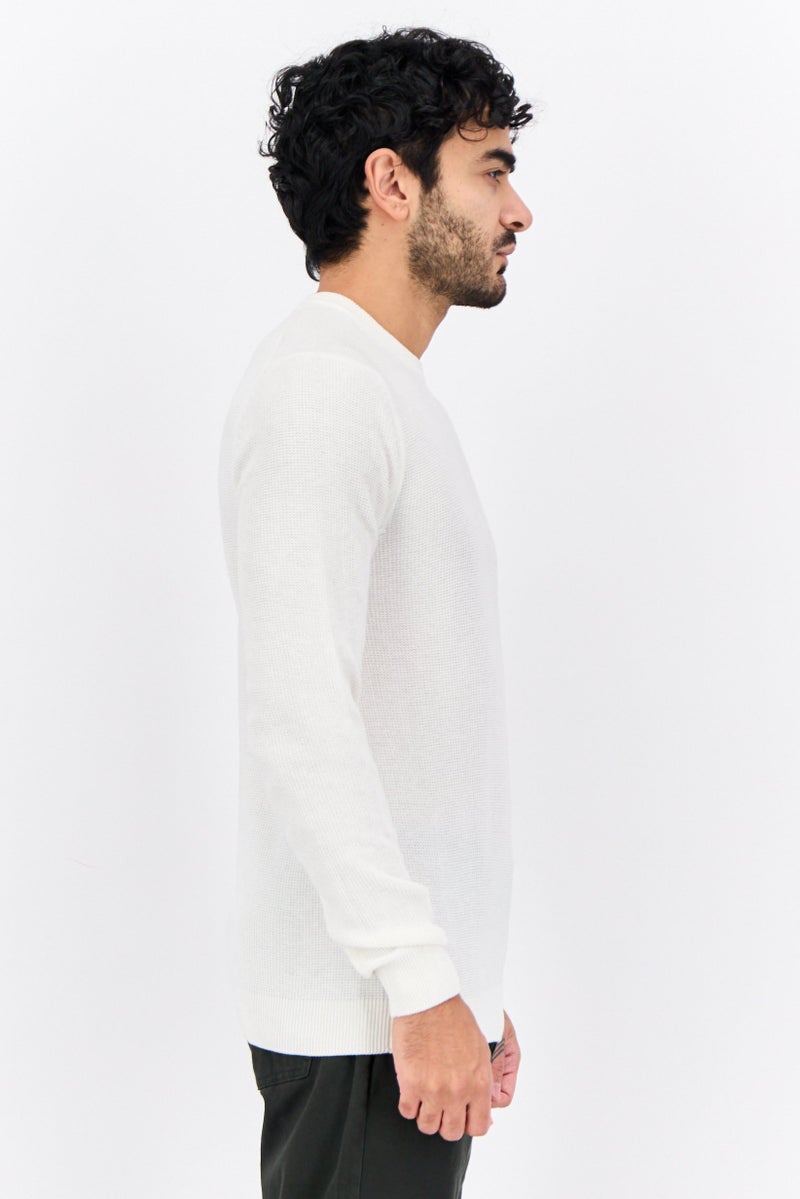 Sorbino Men Crew Neck Knitted Long Sleeves Sweater, Off White - Image 2