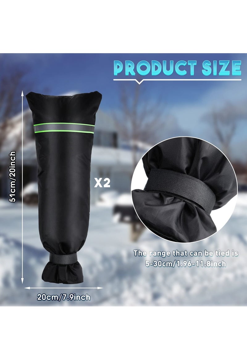 Generic Outdoor Faucet Cover Waterproof Insulated Faucet Freeze Protections Socks for Winter with Reflective Strip Reusable for Garden Lawn Faucets and Yard Hydrant 20x7.9 Inch(2 Pieces) - Image 2