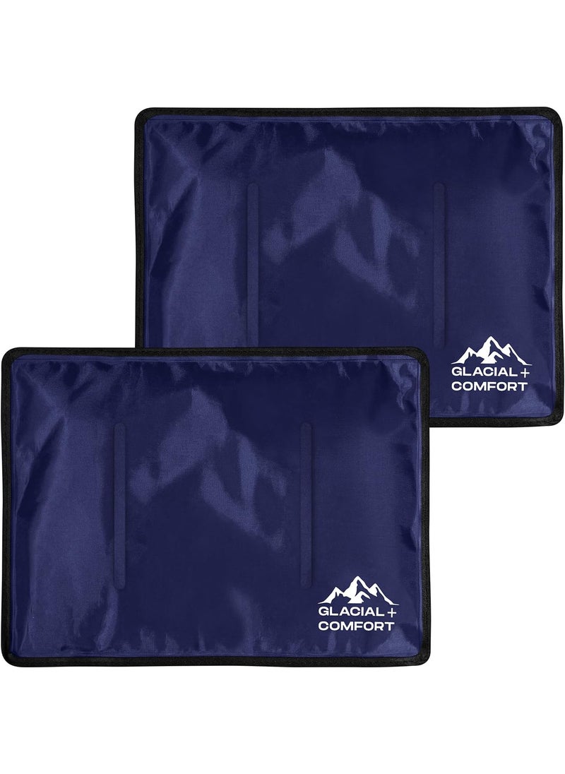 Glacial Comfort Glacial Comfort Gel Ice Pack for Back Pain - (15" x 11") Reusable Cold Pads for Hip, Knee, Shoulder Injuries, Muscle Strains, Migraine & Postpartum Recovery with Flex Technology - Compression Pad. 