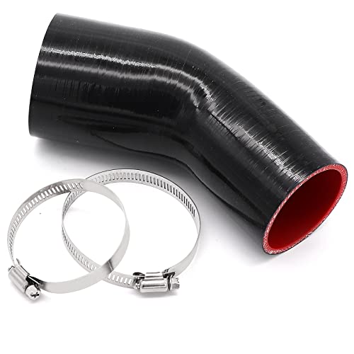 Ingoulut 45 Degree2.5 to 3 inch Silicone Reducer Coupler Hose 4-Ply Reinforced Turbo,Intercooler,Intake Piping Coupler Hose with T-Bolt Clamps Length 4″ - Image 2