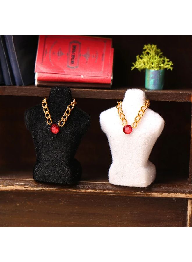 White 1 12 Doll House Mini Necklace Display Stand Set Model Ornament - Image 2