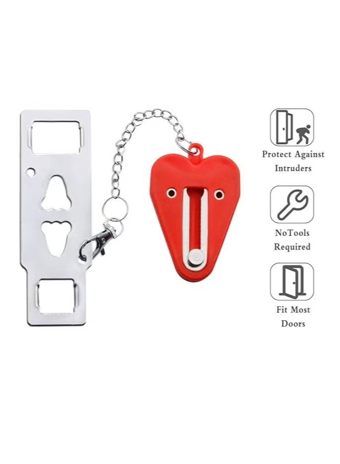 قفل باب امان محمول وشديد التحمل للمنزل لمزيد من الامان اثناء السفر وللخصوصية، مثالي للسفر وللمنزل والشقق والفنادق وللمدرسة للحصول على قفل اضافي،متعدد الالوان - Image 2